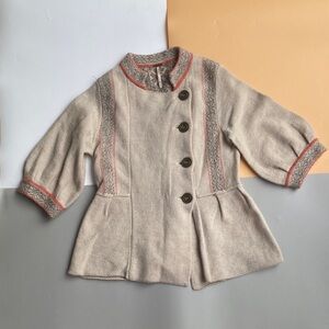 Free People Cream Knit Buttoned Cardigan